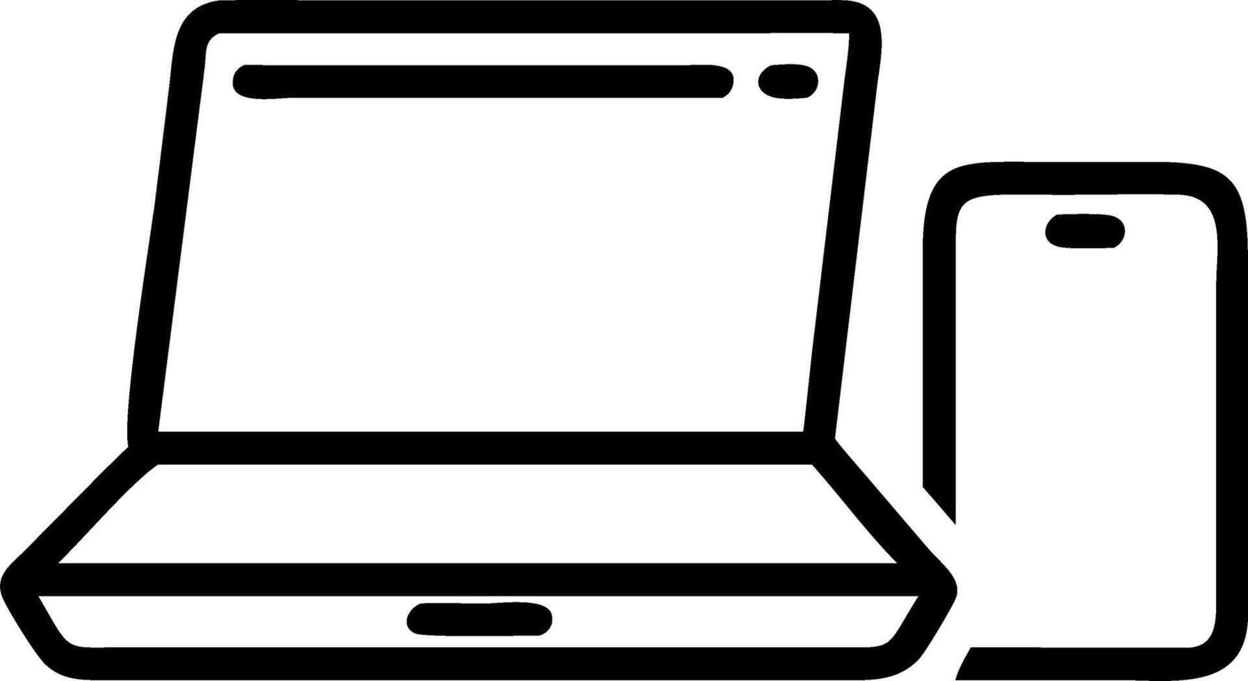 Glossy laptop and smartphone on plain desk with copy space vector