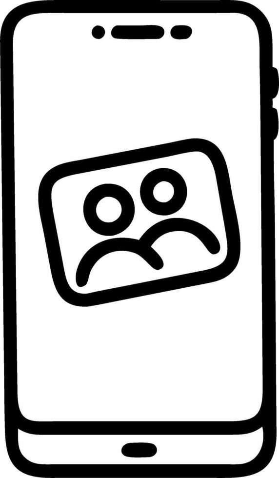 Glossy smartphone with family chat app open on plain surface vector