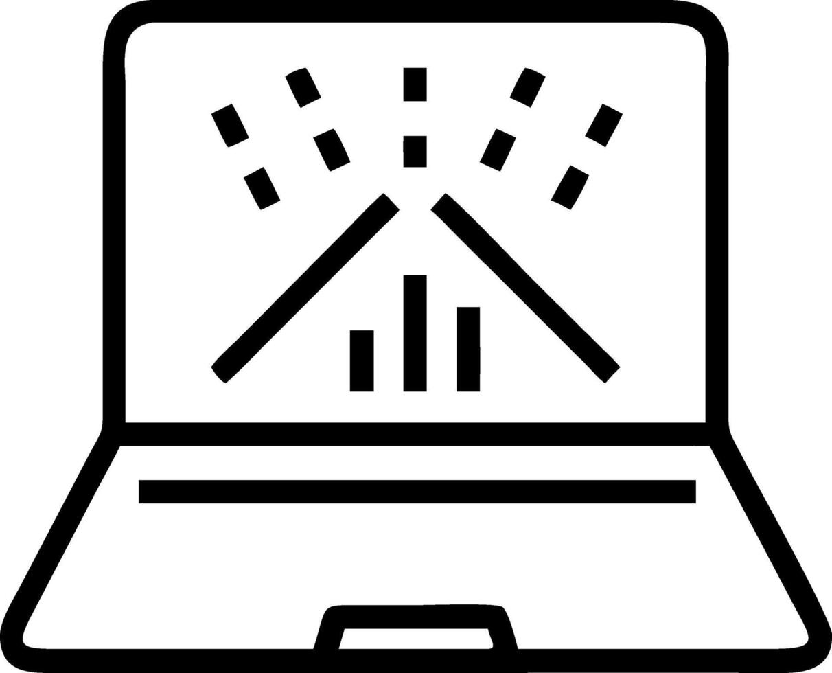 Glowing laptop with holographic business graphs and market charts vector