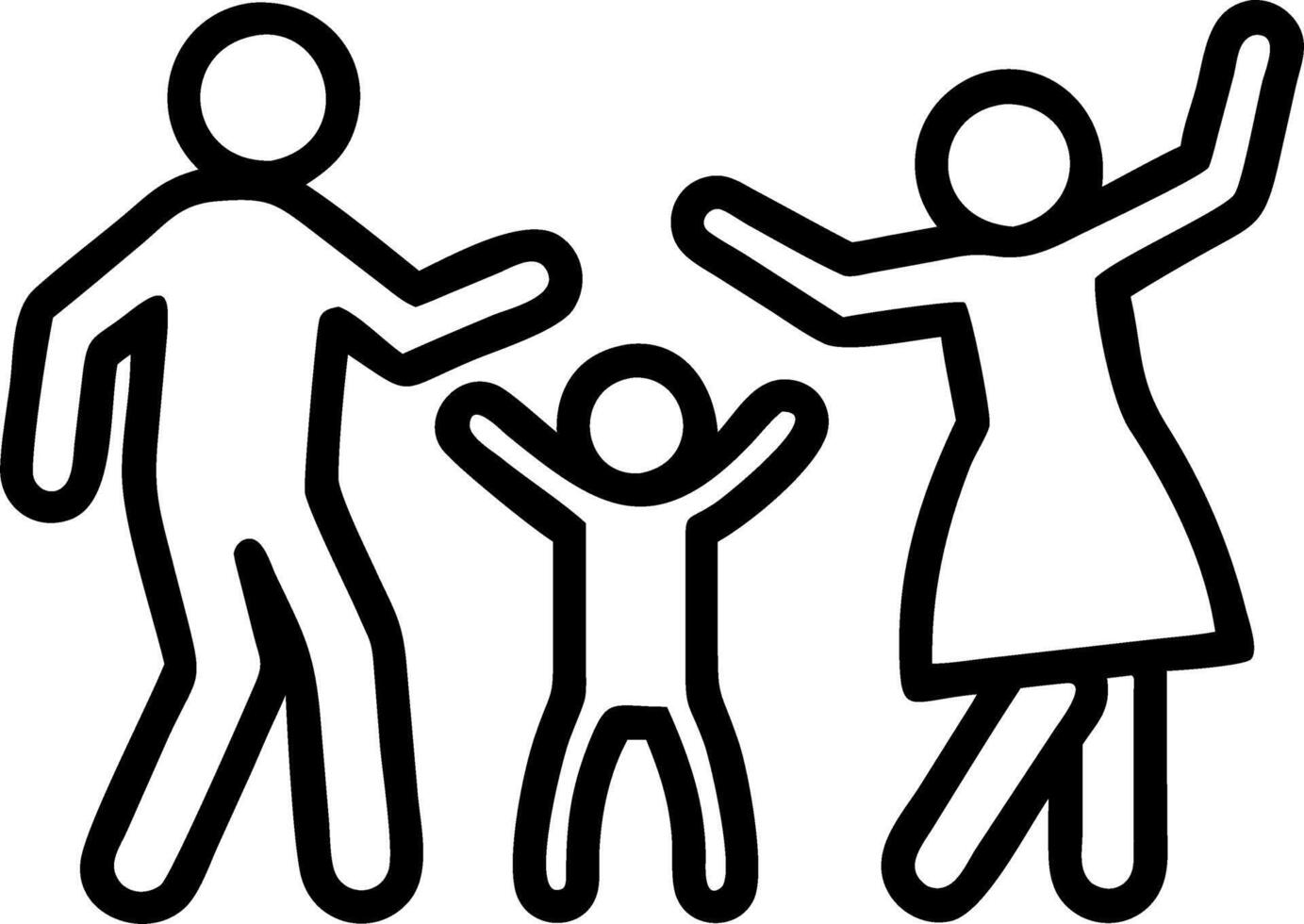 Grandparents dancing with their grandchildren in a backyard with copy space vector