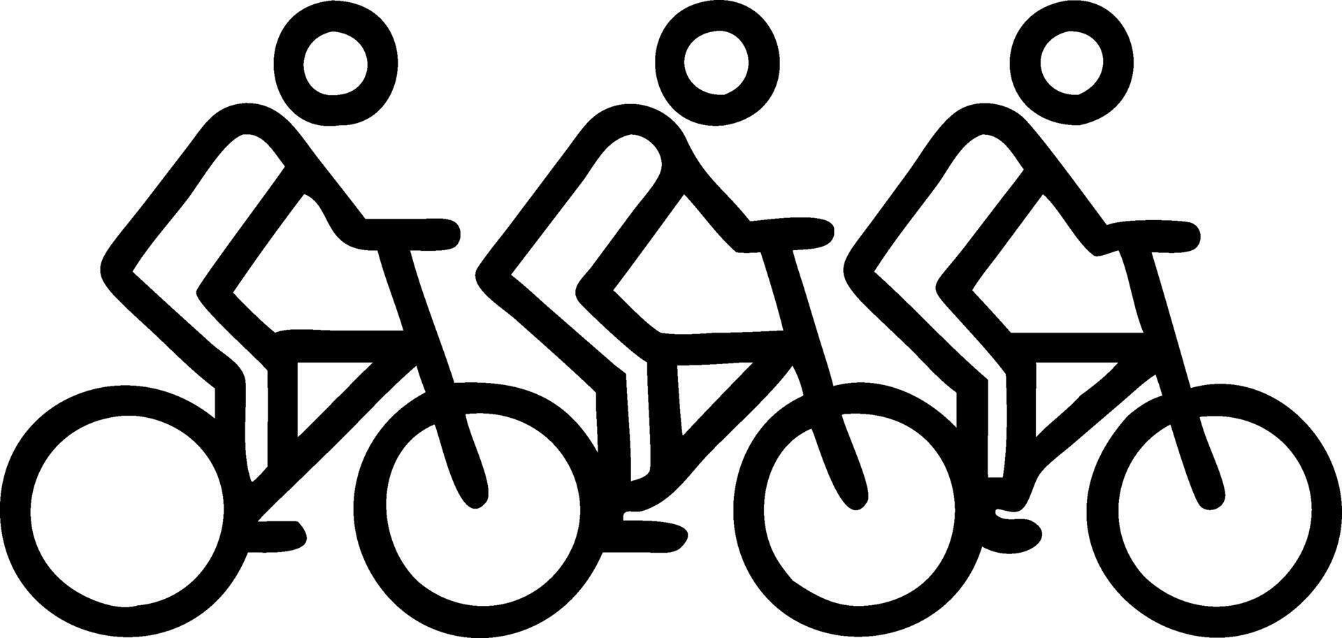 Group of friends cycling together on a trail candid action shot vector