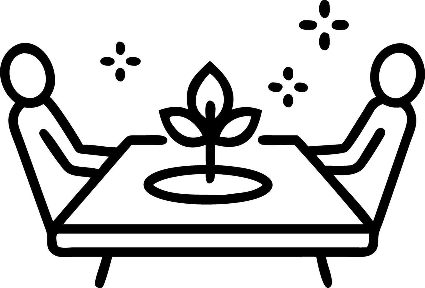 Holographic conference table with nature centerpiece vector