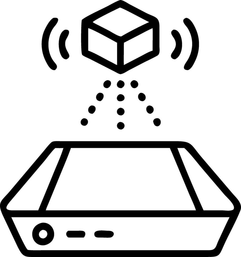 Holographic Projector with Floating Automation Steps and Digital Setup Icons vector