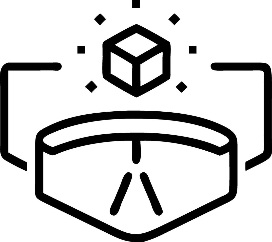 Holographic VR headset with glowing interactive interface vector