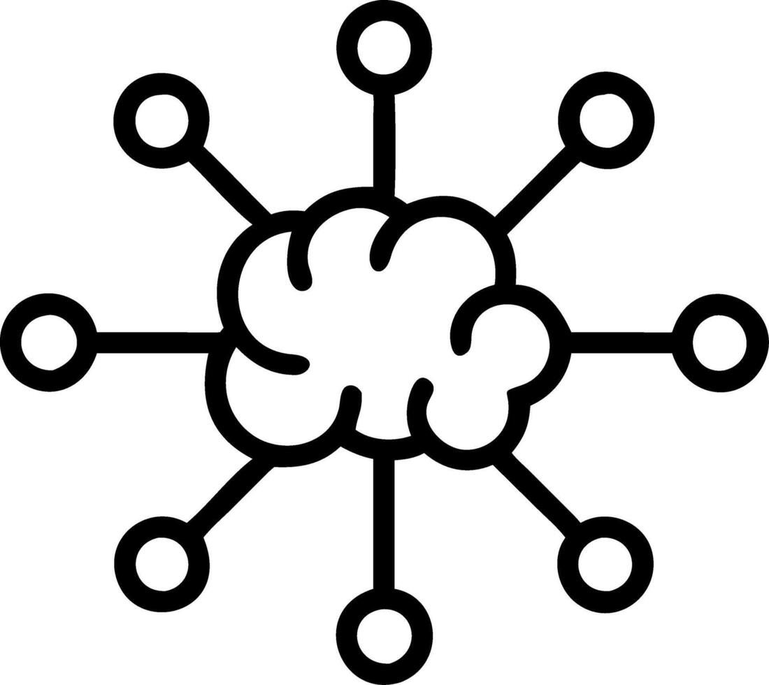 Hovering Neural Web with Floating Skill building Icons vector