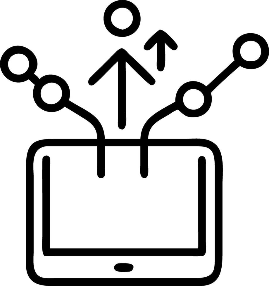 Hovering Digital Tablet with Floating Growth Data vector