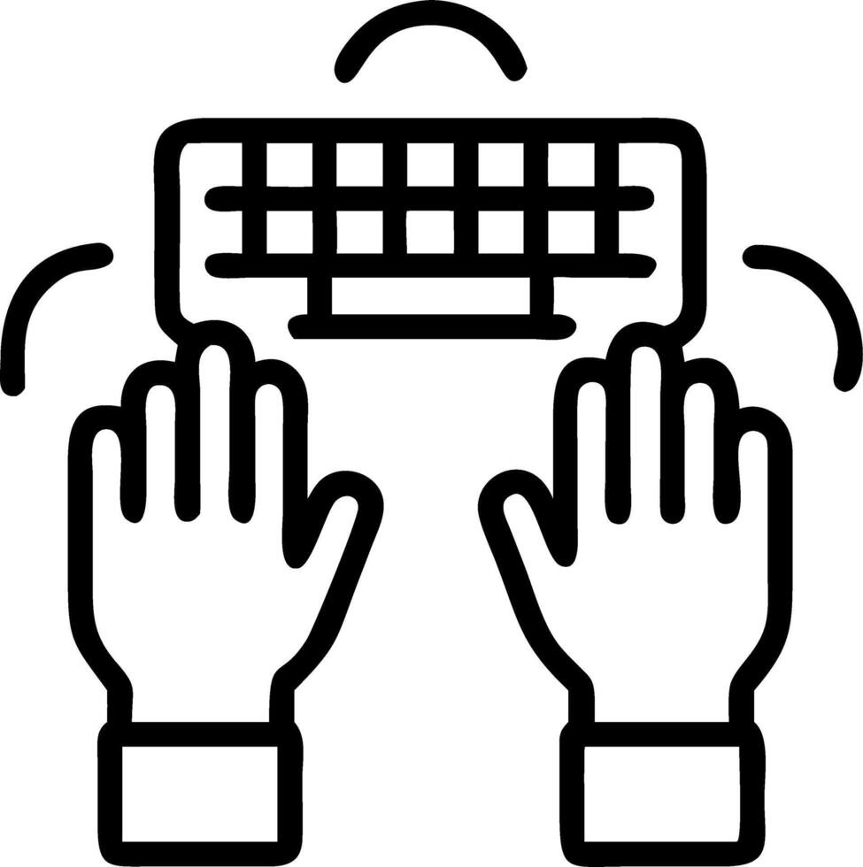 Macro image of a persons hands typing on a projected keyboard from a futuristic wrist device vector
