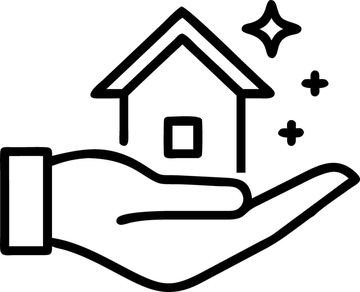 Macro image of hand holding holographic home icon vector