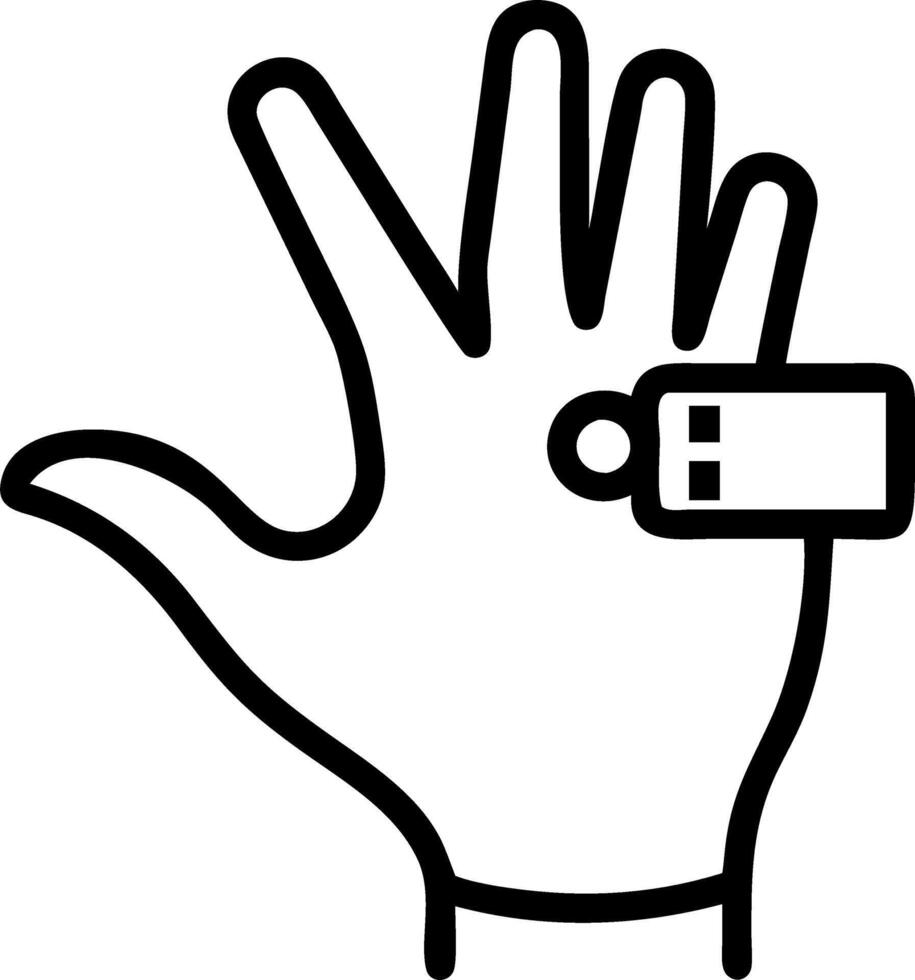 Macro image of an elderly womans hand wearing a futuristic smart ring emitting light vector