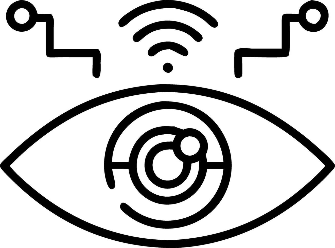Macro shot of a persons eye with a smart contact lens displaying data overlays vector