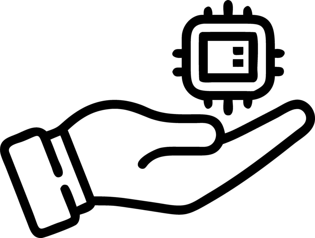 Macro shot of an elderly womans hand holding a transparent futuristic tablet vector