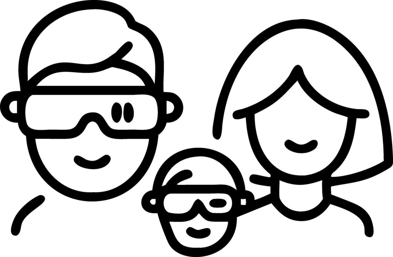 Macro Shot of Family Using Smart Glasses for Augmented Reality Game vector