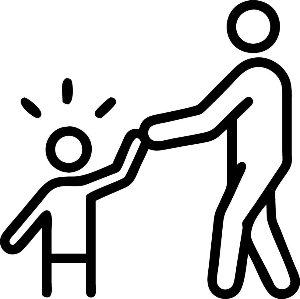Macro shot of parent guiding a child hand to use a holographic learning app vector