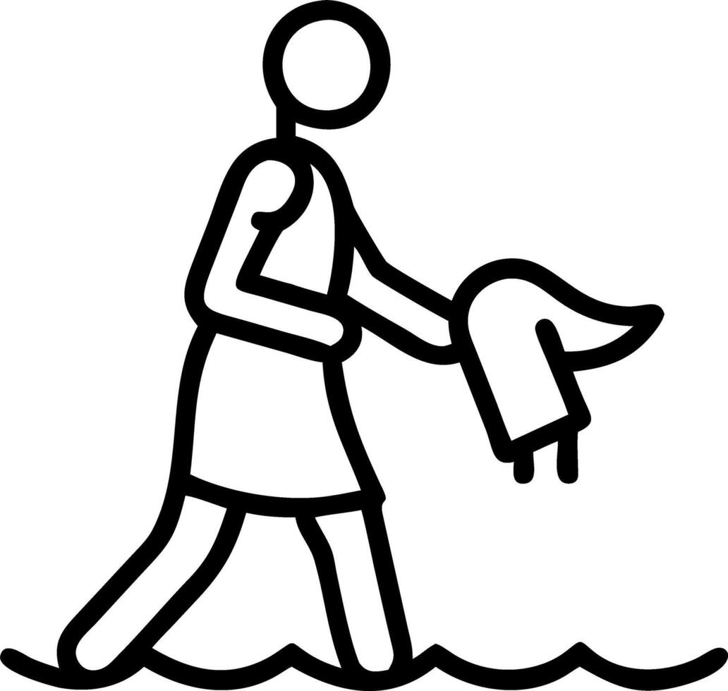 Mother carrying baby in a sling at the beach candid with ocean background and copy space vector