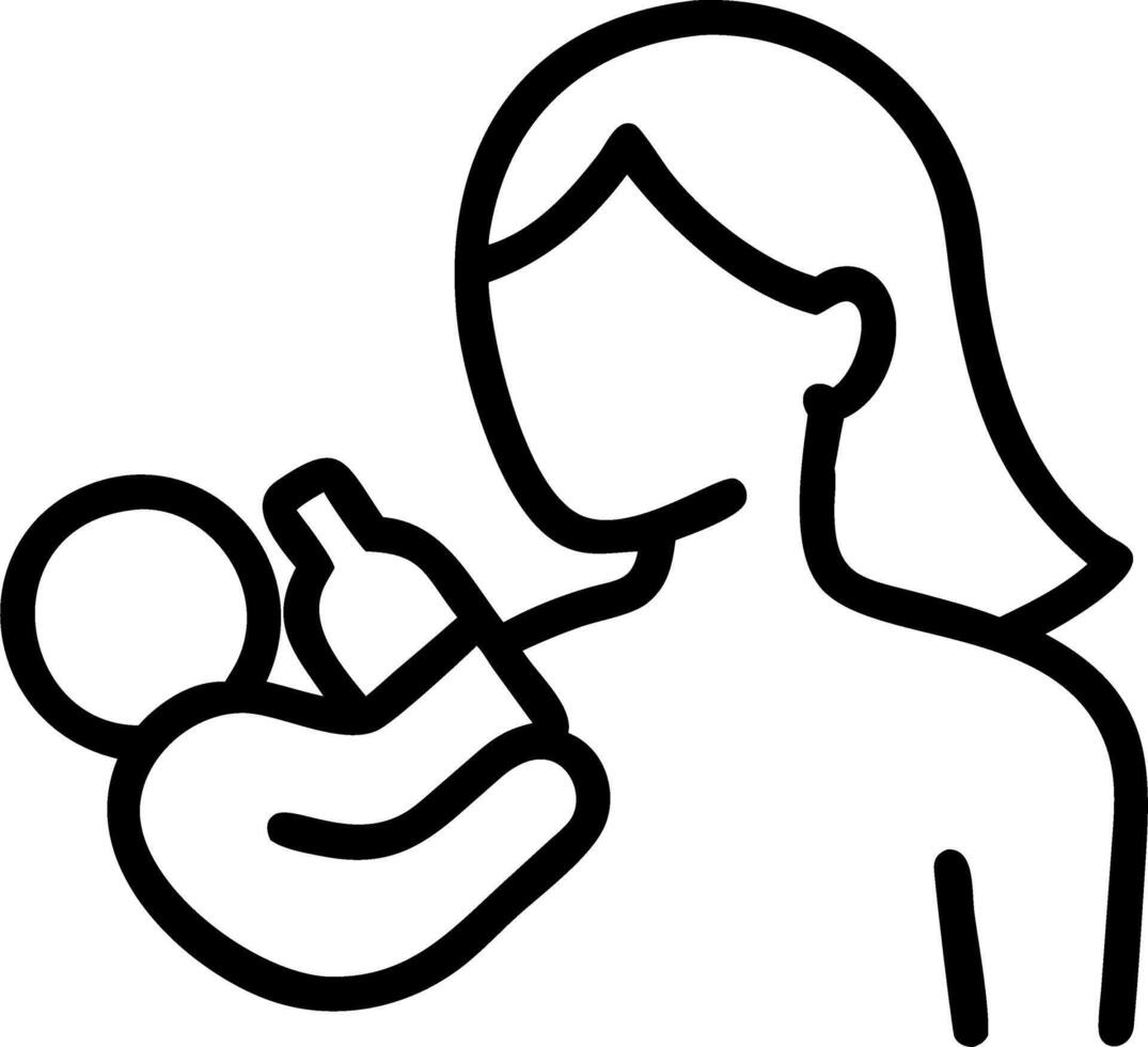 Mother feeding baby with a bottle plain purple background and copy space vector