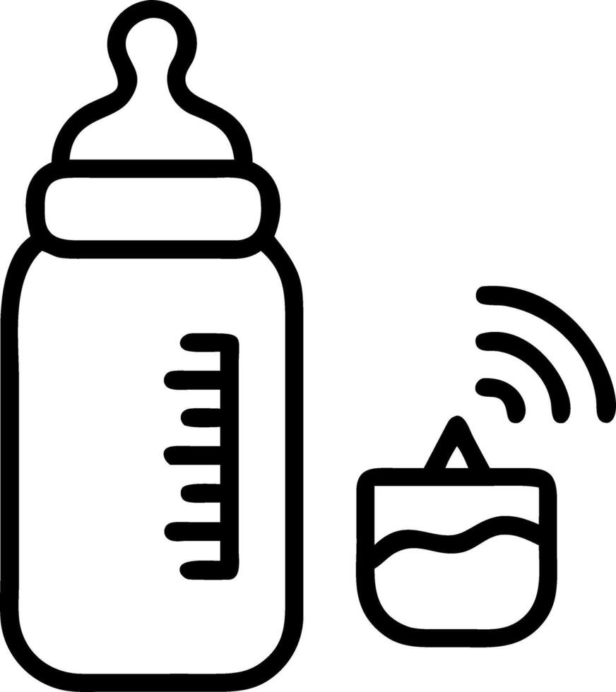 Mother feeding baby with a smart bottle showing real time nutritional data macro shot with copy space vector
