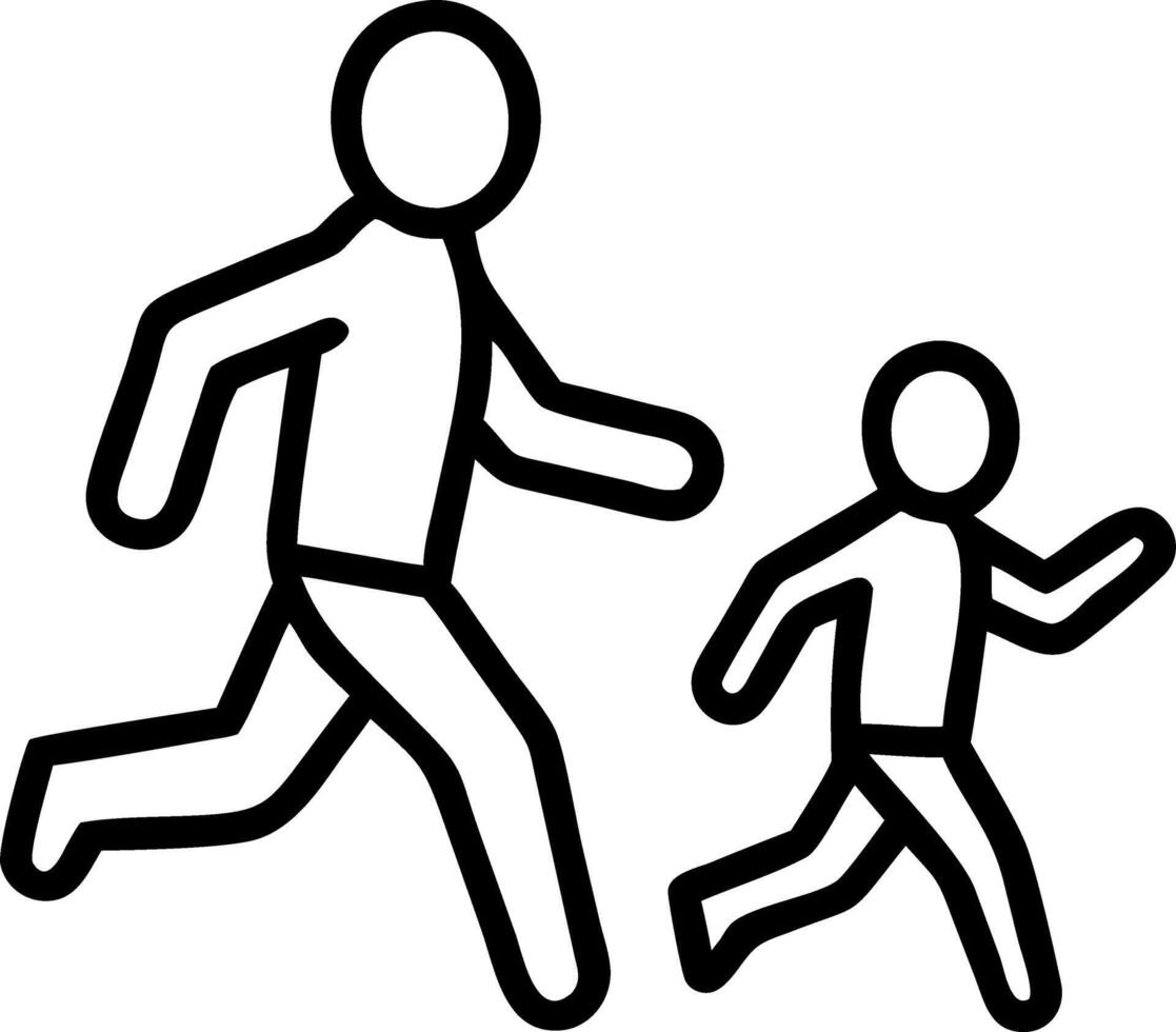 Parent and child jogging in a city park candid shot vector