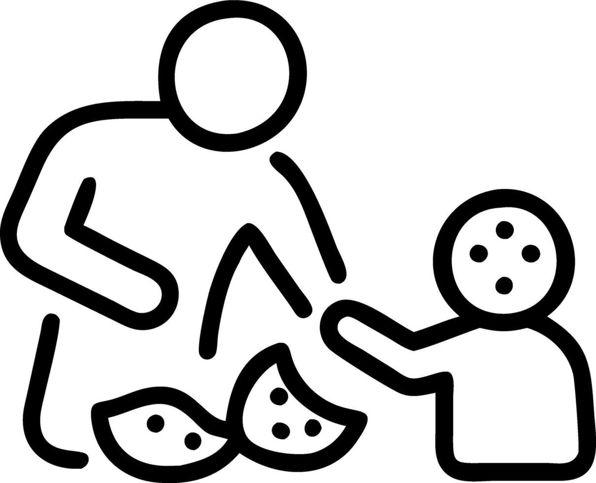 Parent and child baking cookies in the kitchen candid shot vector