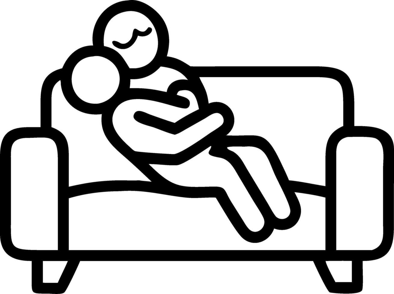 Parent and child cuddling on the couch candid home shot vector