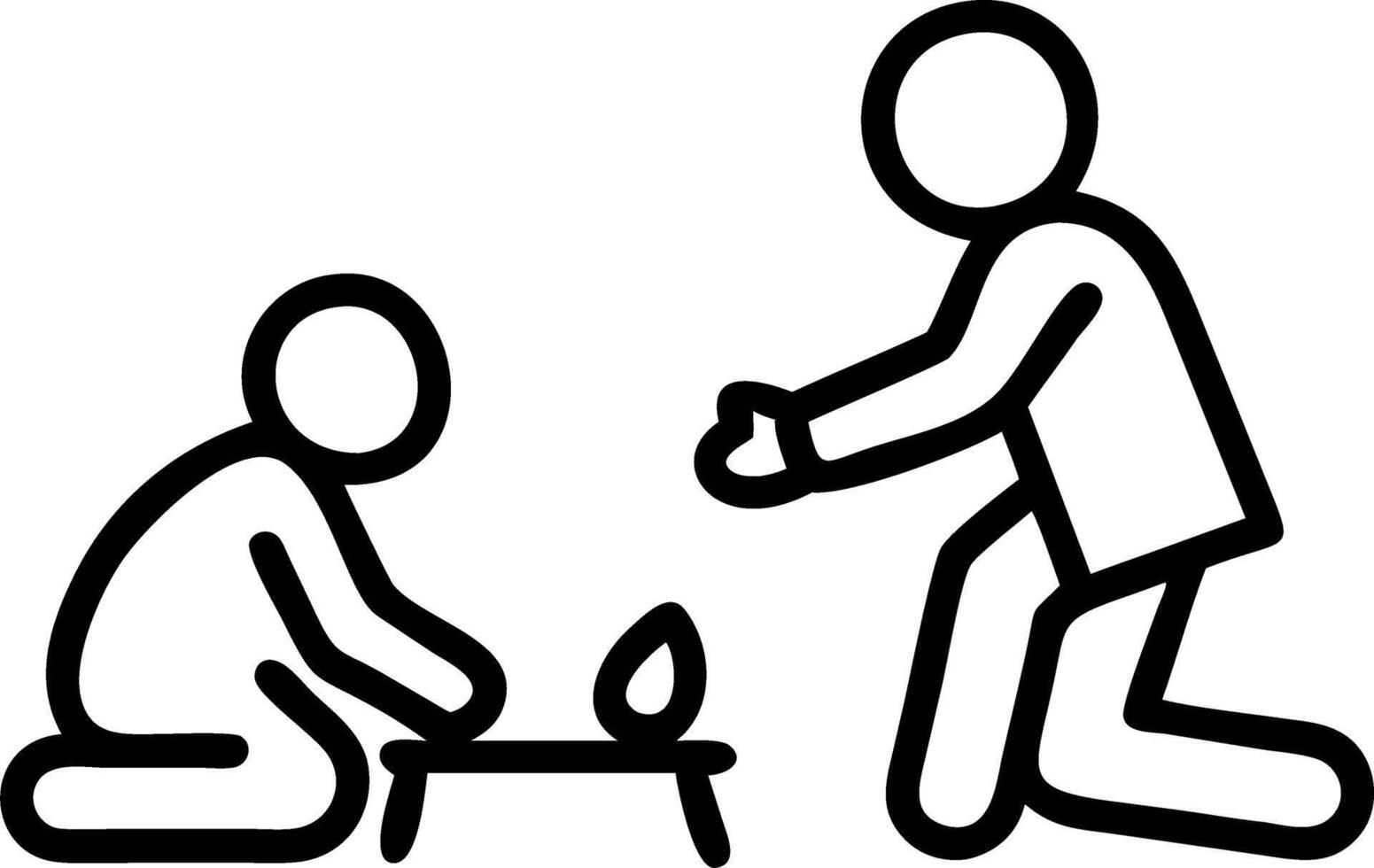 Parent and child playing in the sandbox candid shot vector