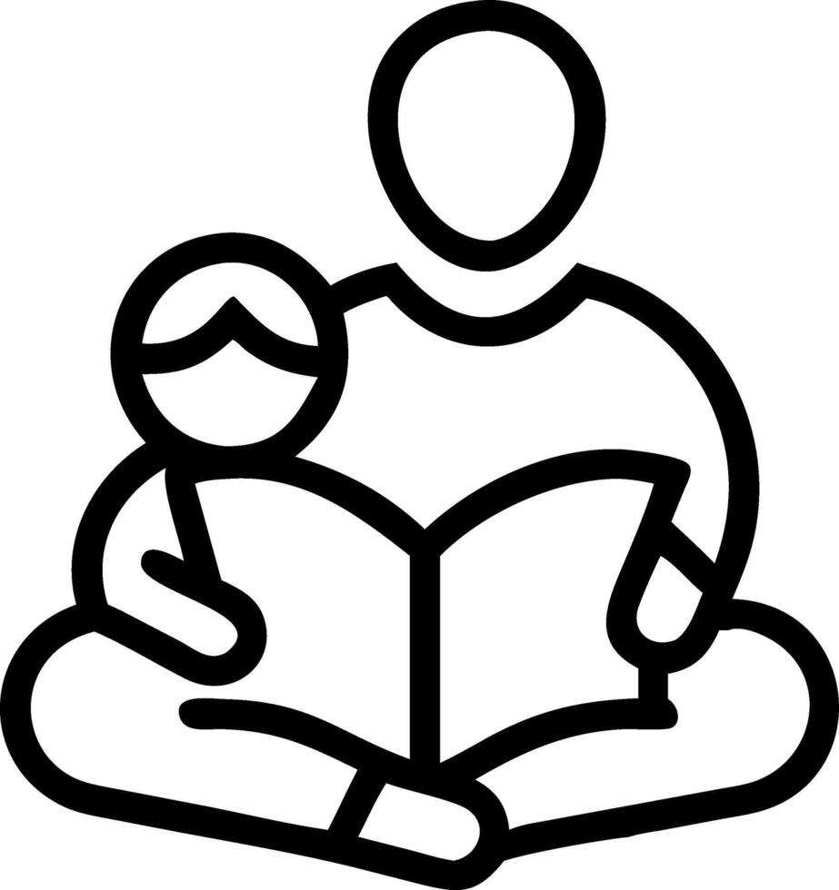 Parent and child reading books at the library candid shot vector