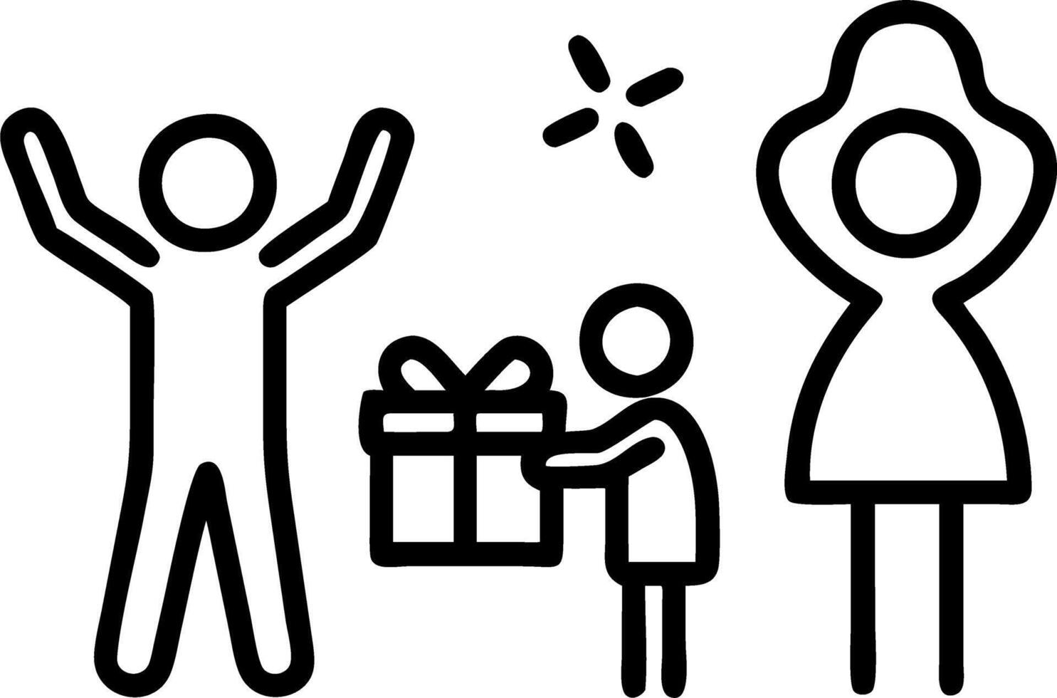 Parents surprising their kids with wrapped gifts by the Christmas tree candid joy and excitement captured vector