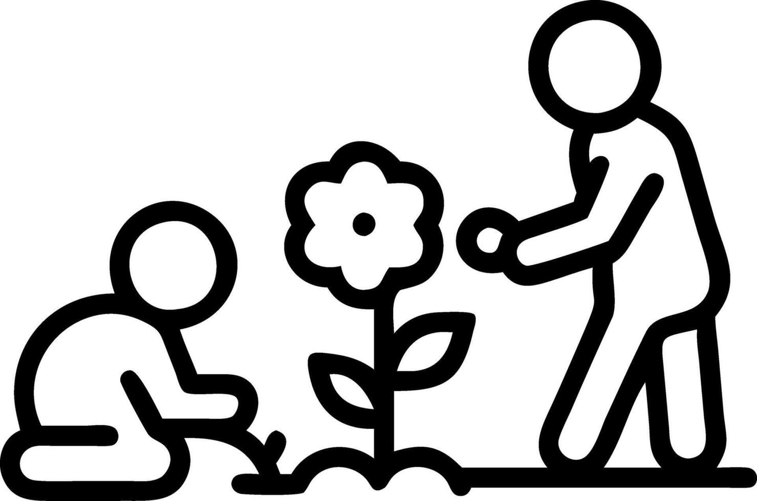Plain Garden Family Planting Flowers vector