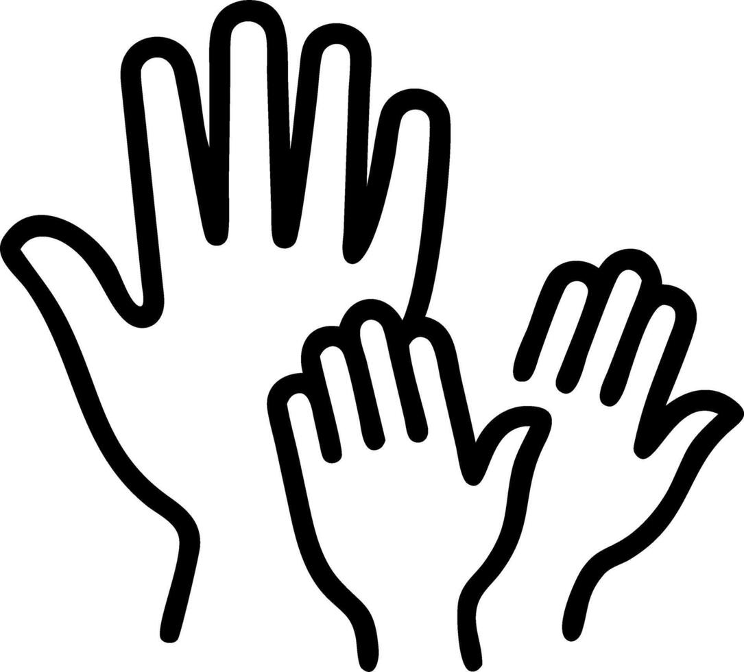 Plain white background with family hands overlapping plenty of copy space above vector