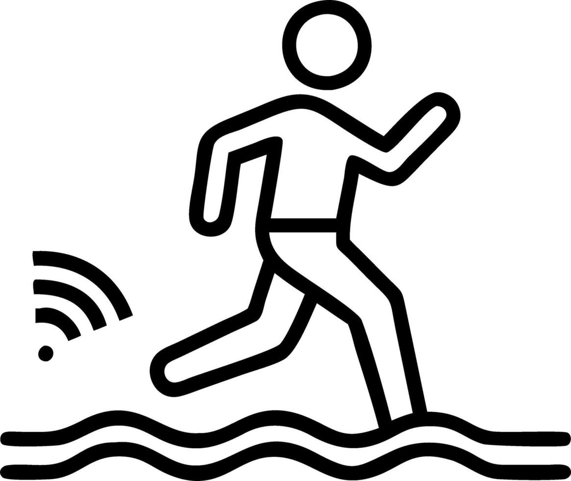 Runner using fitness app along Seine River vector