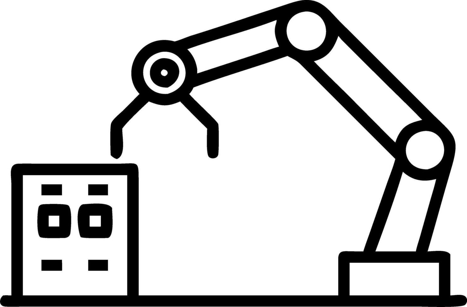 Robotic assembly line glowing with holographic efficiency vector