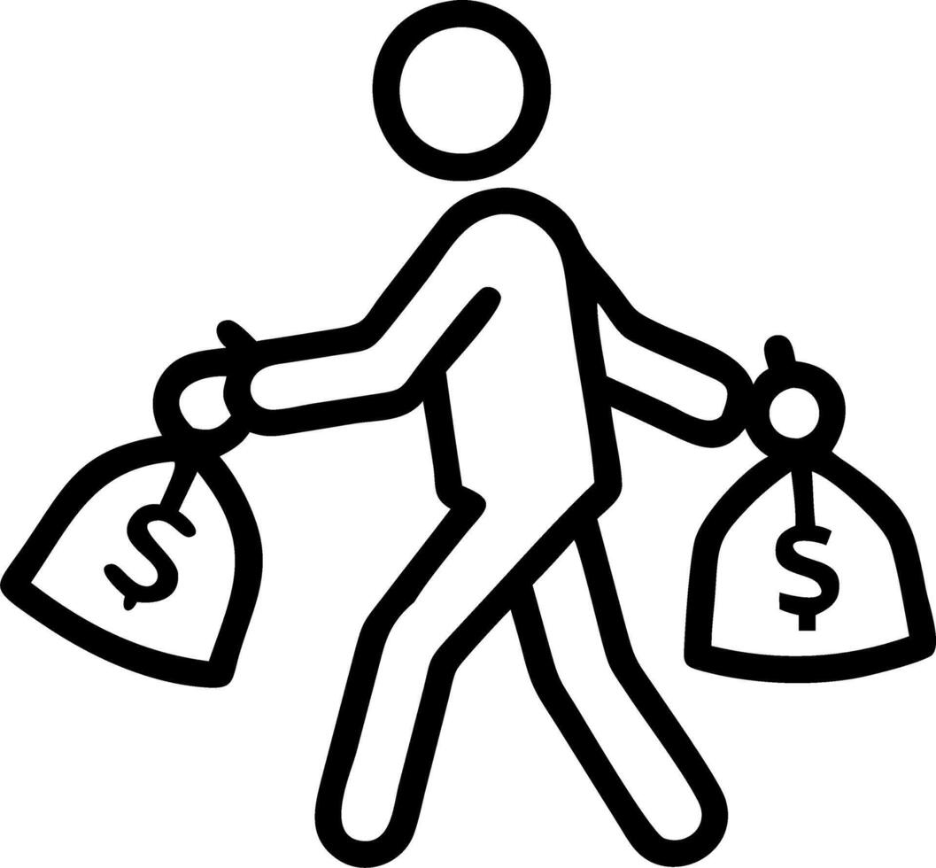 Shopper holding bags with currency symbols in candid street scene vector