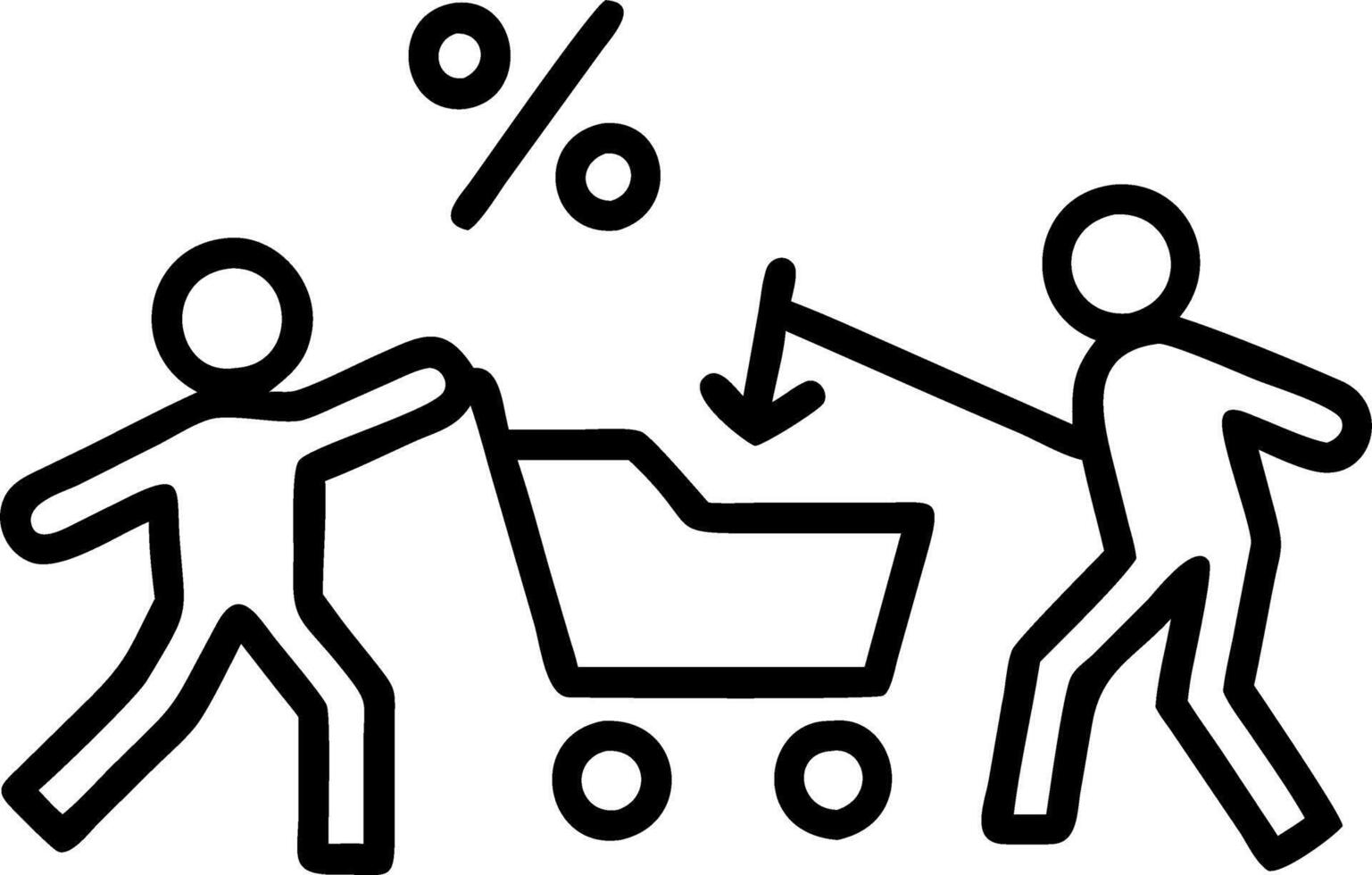 Shoppers navigating crowded discount store vector