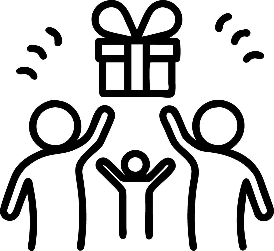 Soft abstract background with parents giving a child a surprise gift colorful ribbons in the air vector