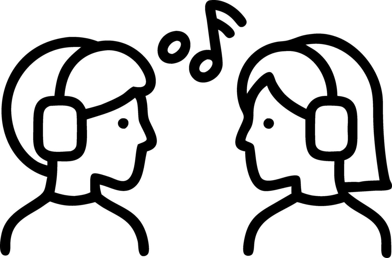 Soft abstract image of a young couple sharing headphones listening to music vector