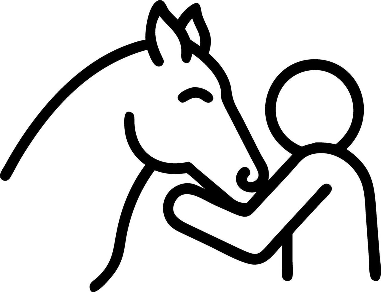 Soft abstract of person and horse nuzzling with warm tones vector