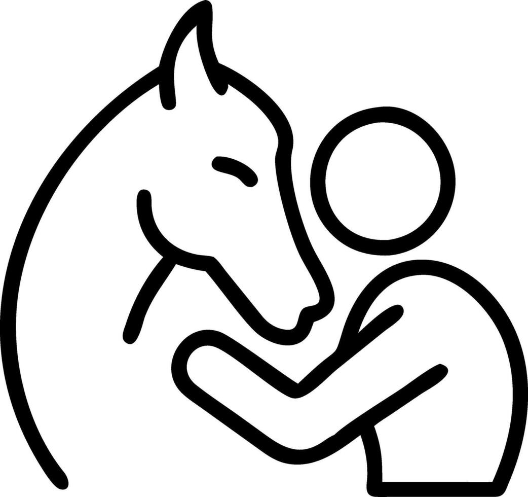 Soft abstract of person and horse nuzzling with warm tones vector