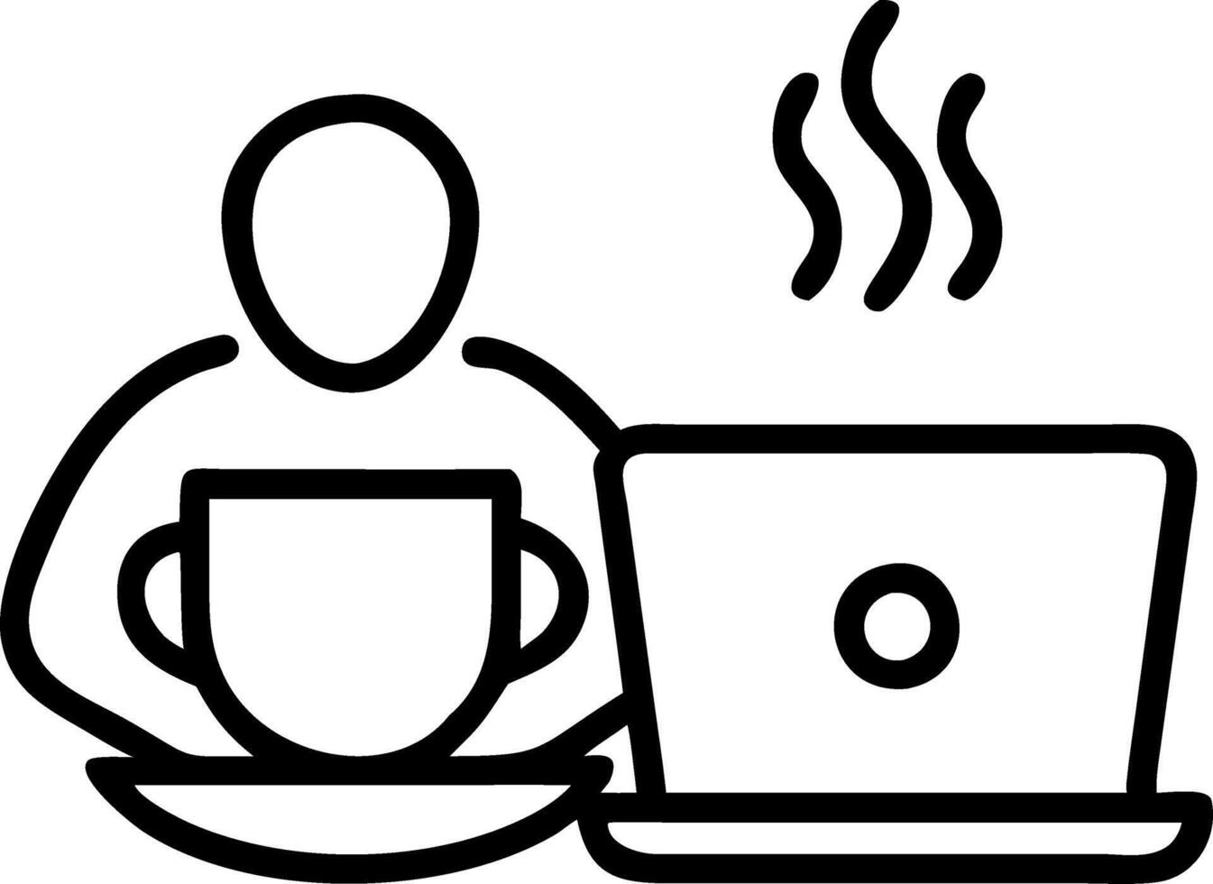 Soft bokeh digital art of a person balancing work and relaxation with a laptop next to a cup of tea in a cozy home setting vector