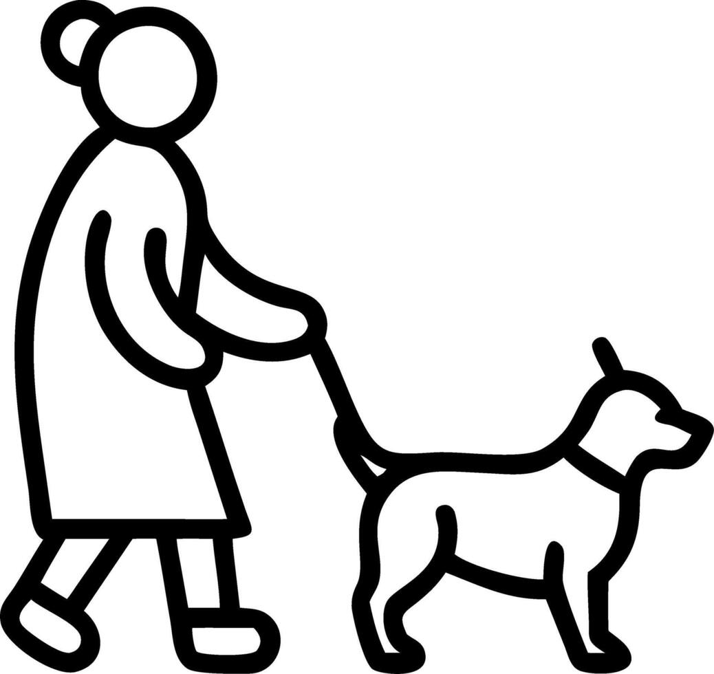Soft digital art of an elderly woman walking her dog alone vector
