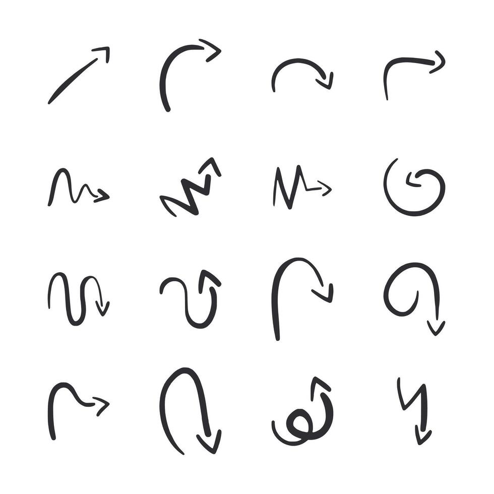 A set of arrows drawn in black ink vector