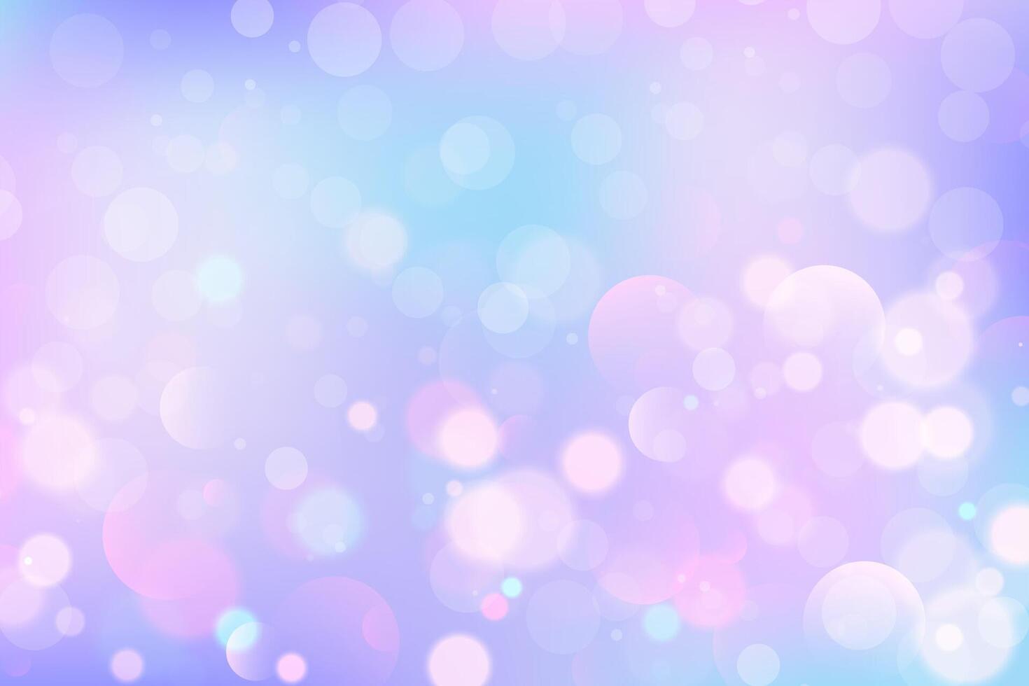 Cute dreamy background with soft pink and purple gradient. Bokeh effects sparkle like magic with iridescent glitter and pastel rainbow hues. Fairy inspired backdrop. illustration vector