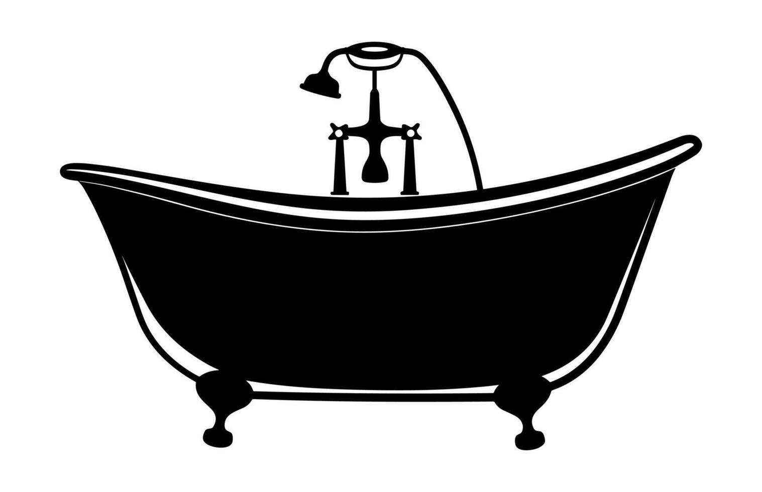 Bathtub Black Clipart Silhouette vector