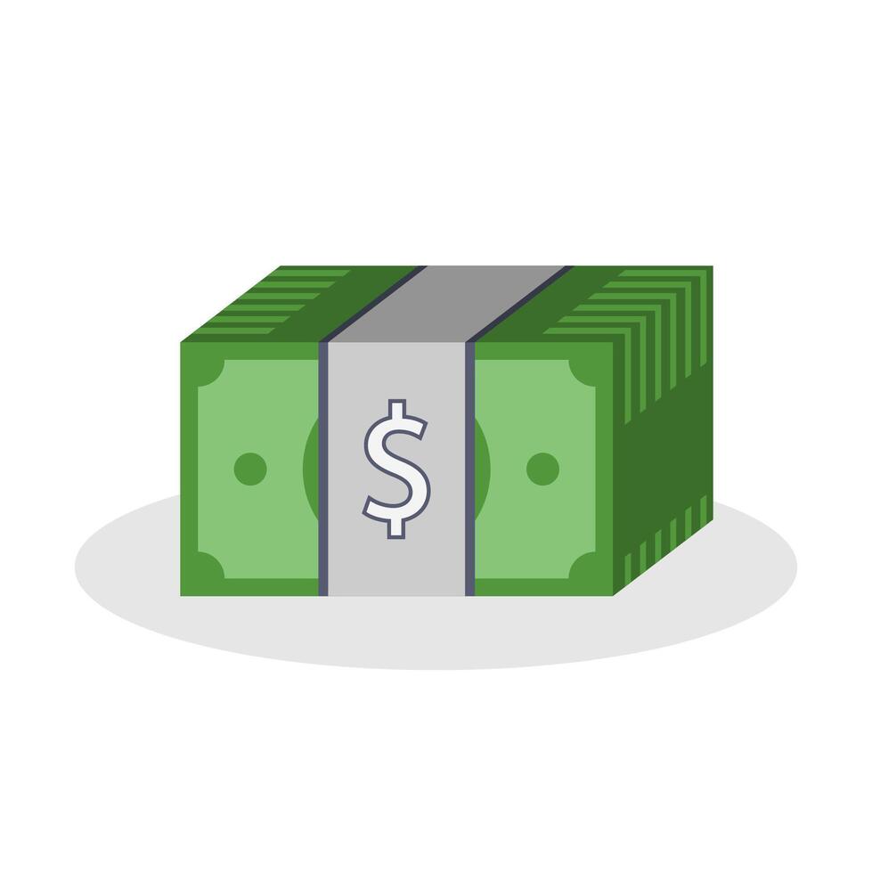 one bundle of dollar bills in flat design style vector