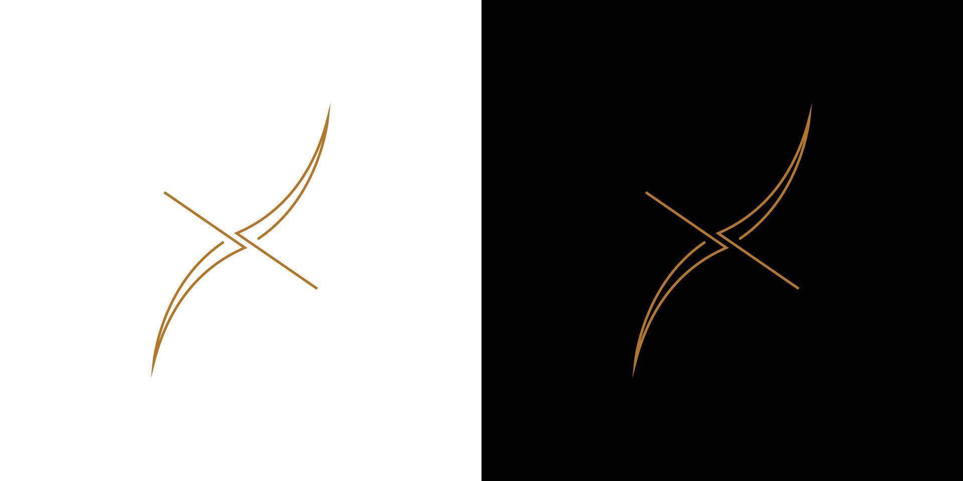 Elegant Gold Abstract X Logo on White and Black Background vector