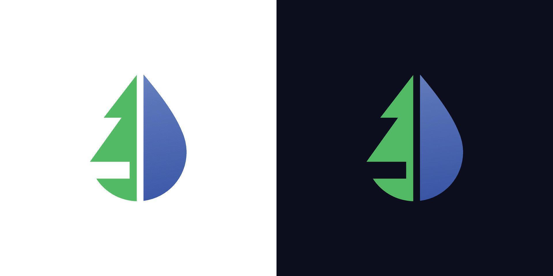 The combination of the pine tree and water logos forms an element of natural sustainability. vector