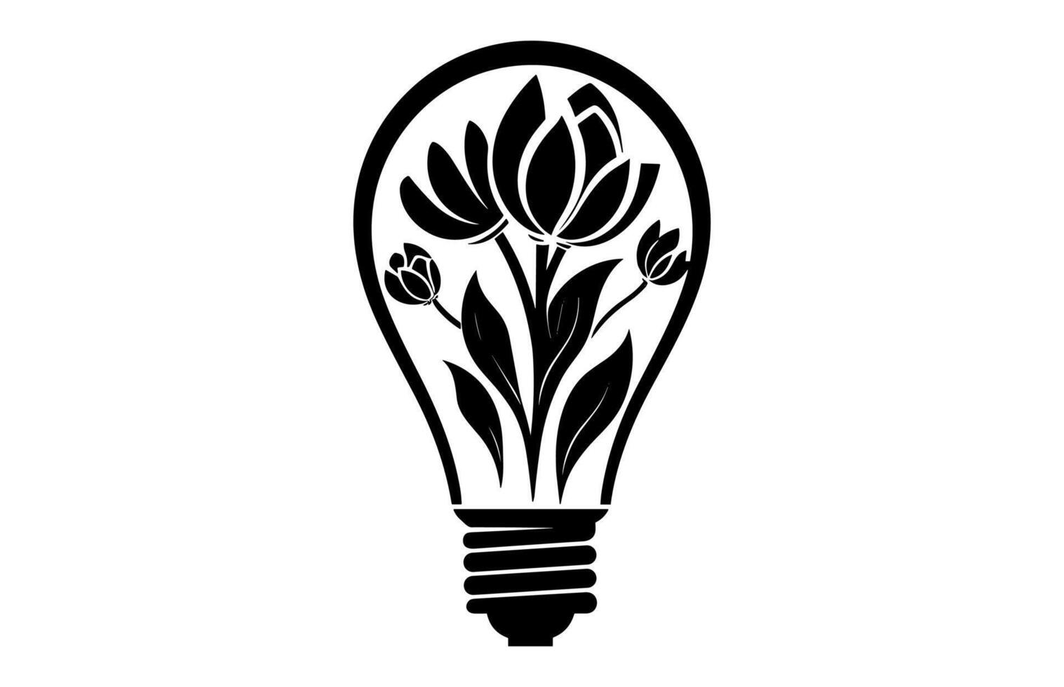 A Light Bulb with Flower Silhouette vector
