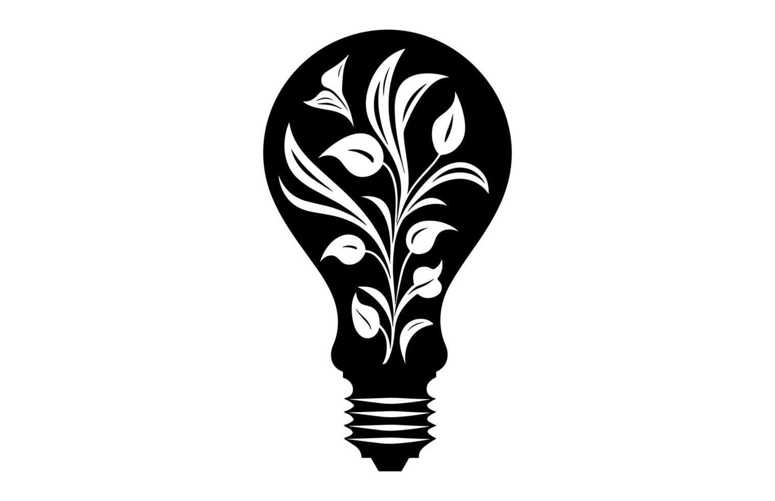 Floral Lightbulb Silhouette isolated on a white background vector