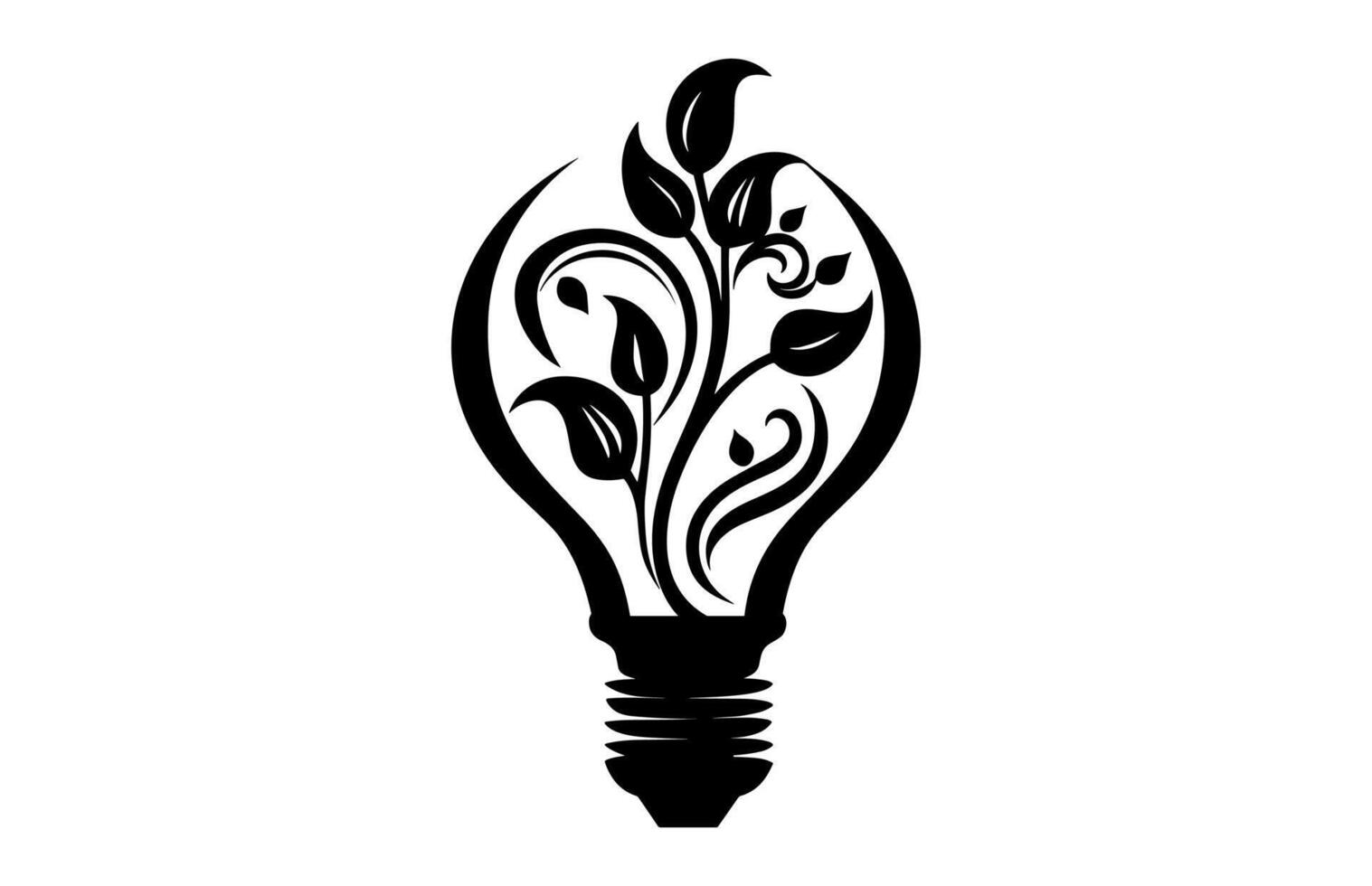Floral Light Bulb Silhouette isolated on a white background vector