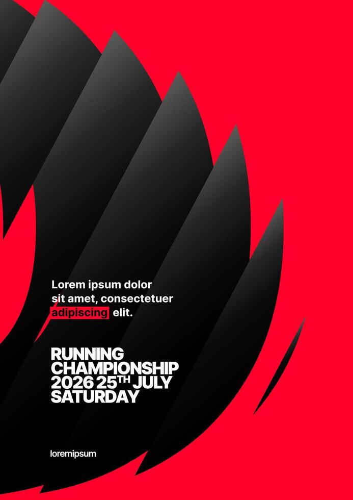 layout template design for run, championship or sports event. Poster design with fluted glass effect. Design for flyer, poster, cover, brochure, banner or background. vector