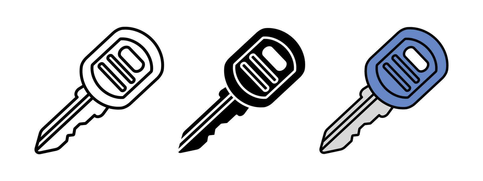 Car key icon. Home key illustration. Security symbol. House access sign. Apartment key pictogram. Door safety and protection concept. vector