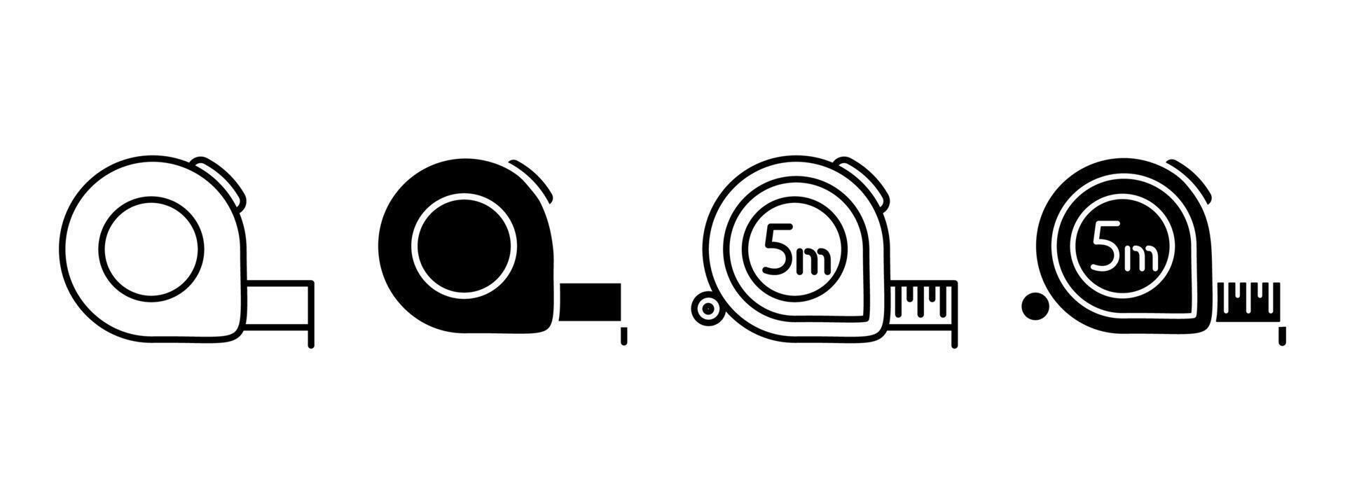 Measuring tape icon. Centimeter ruler illustration. Length measure symbol. Measurement tool sign. Retractable size scale meter pictogram. Construction equipment isolated concept. vector